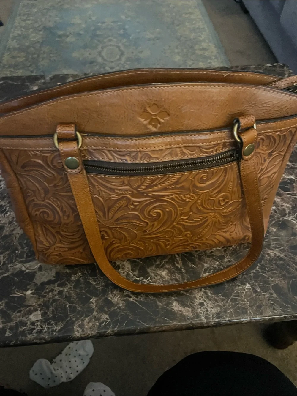 Patricia Nash Tooled Leather Shoulder Bag - Tan